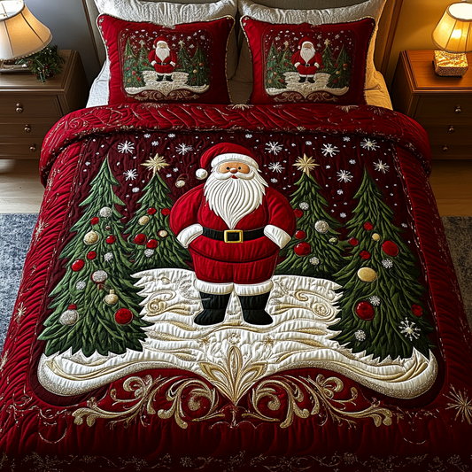 Snowy Santa 3-Piece Quilted Bedding Set - Single (59" x 70")