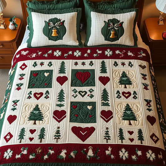 Snowy Serenade 3-Piece Quilted Bedding Set - Single (59" x 70")