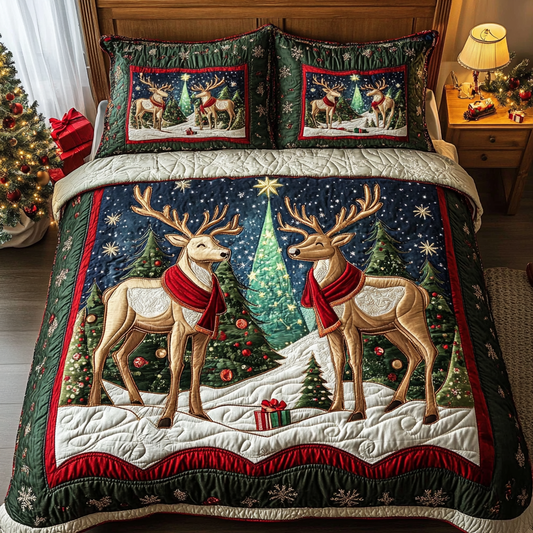 Snowy Sleigh Ride 3-Piece Quilted Bedding Set - Single (59" x 70")