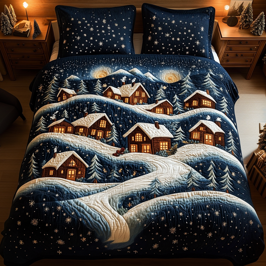 Snowy Village 3-Piece Quilted Bedding Set - Single (59" x 70")