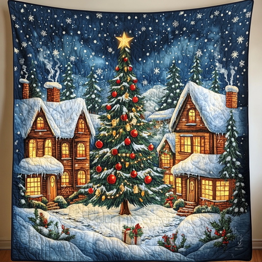 Snowy Village Cheer Quilted Blanket - Throw (55" x 60")