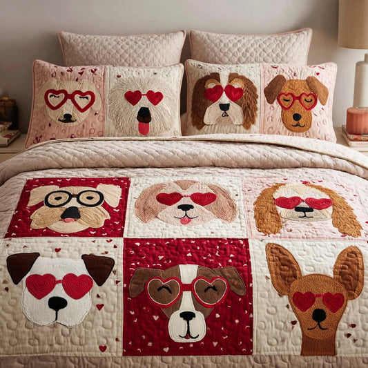 Snuggle Dog Retreat 3-Piece Quilted Bedding Set - Single (59" x 70")