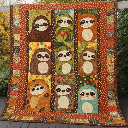 Snuggly Sloths Quilted Blanket - Throw (55" x 60")