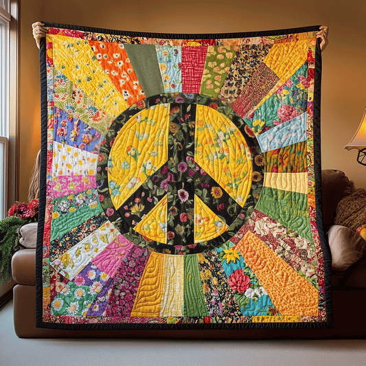Solar Peaceburst Quilted Blanket - Throw (55" x 60")