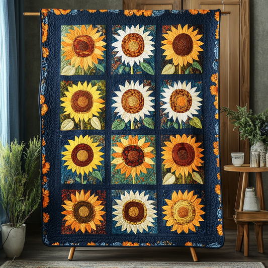 Solar Sunflower Quilted Blanket - Throw (55" x 60")