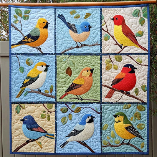 Songbird Patchwork Quilted Blanket - Throw (55" x 60")