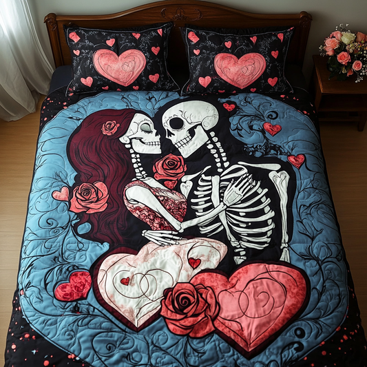 Soulmate Skeletons 3-Piece Quilted Bedding Set - Single (59" x 70")