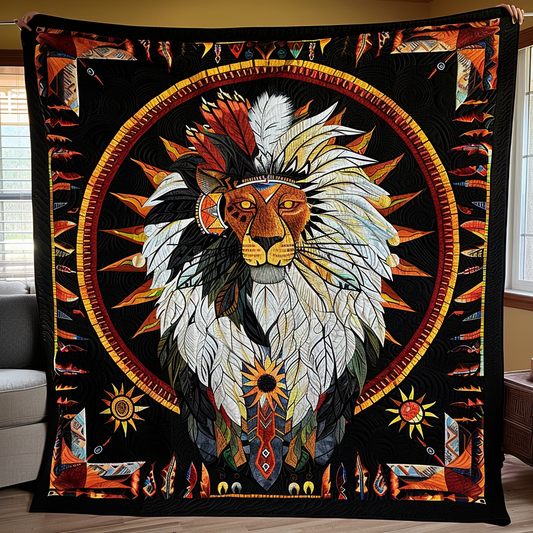 Sovereign Lion Sun Quilted Blanket - Throw (55" x 60")