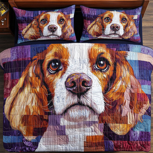 Spaniel Charm 3-Piece Quilted Bedding Set - Single (59" x 70")