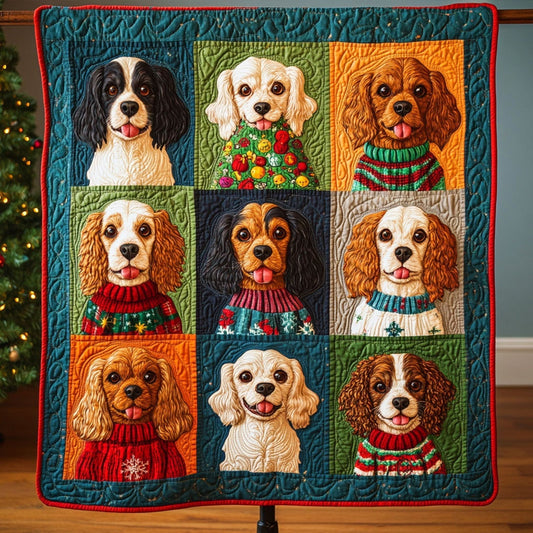Spaniel Delight Quilted Blanket - Throw (55" x 60")