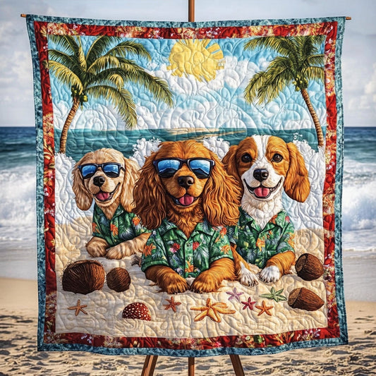 Spaniel Seasons Change Quilted Blanket - Throw (55" x 60")