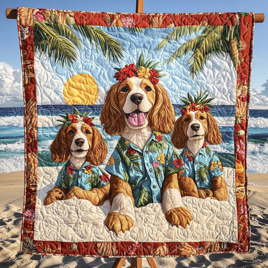 Spaniel Under the Sun Quilted Blanket - Throw (55" x 60")