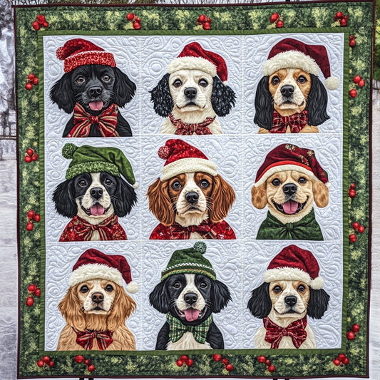 Spaniel Winter Companions Quilted Blanket - Throw (55" x 60")