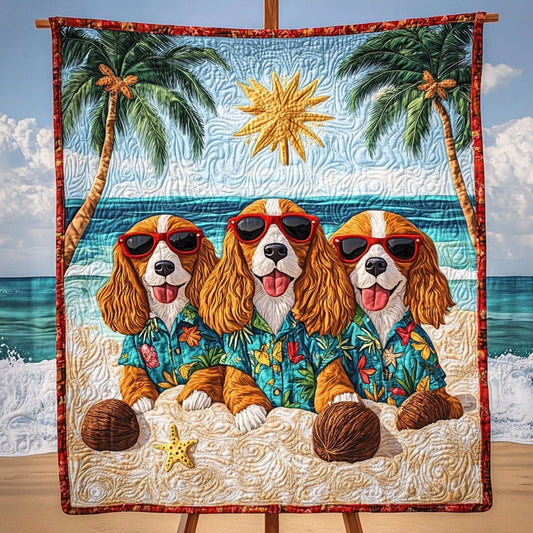 Spaniel in Beach Quilted Blanket - Throw (55" x 60")