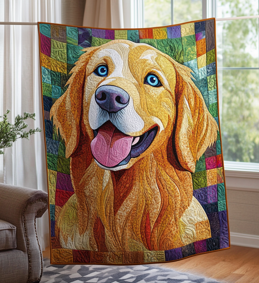 Sparkling Golden Retriever Quilted Blanket - Throw (55" x 60")