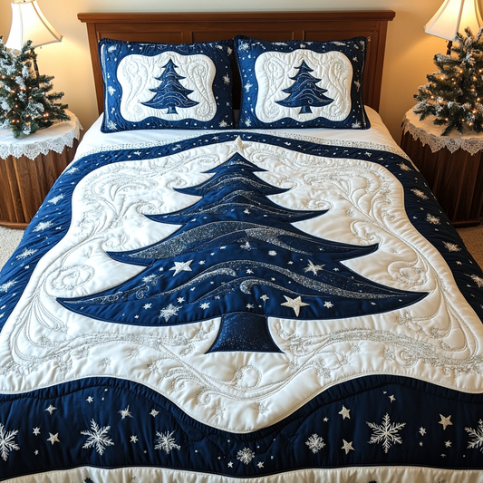 Sparkling Christmas 3-Piece Quilted Bedding Set - Single (59" x 70")