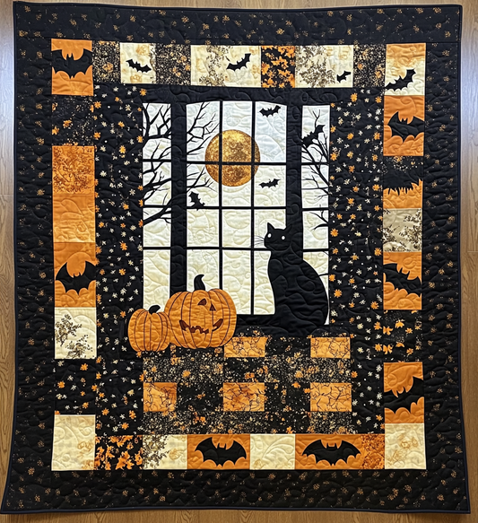Spooky Meow Quilted Blanket - Throw (55" x 60")