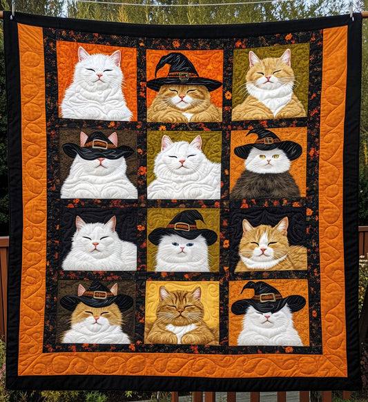 Spooky Cat Nights Quilted Blanket - Throw (55" x 60")