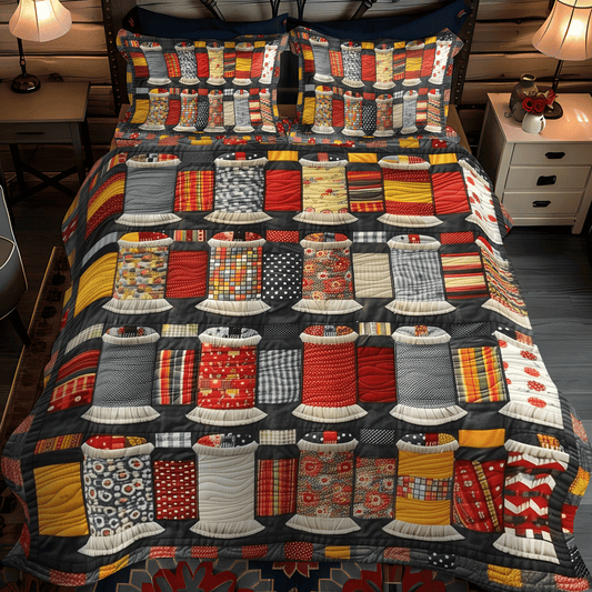 Spool Artistry 3-Piece Quilted Bedding Set - Single (59" x 70")
