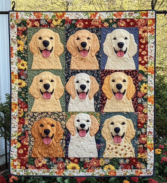 Spring Meadows Retriever Quilted Blanket - Throw (55" x 60")