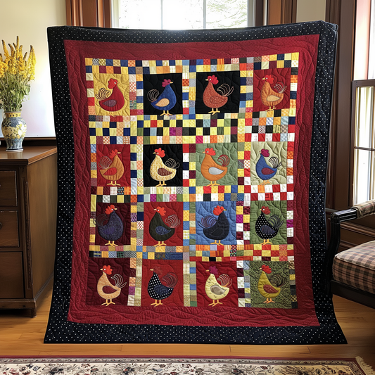 Square Dance Chicken Quilted Blanket - Throw (55" x 60")