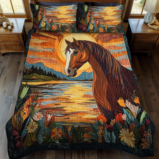 Stallion Grace 3-Piece Quilted Bedding Set - Single (59" x 70")