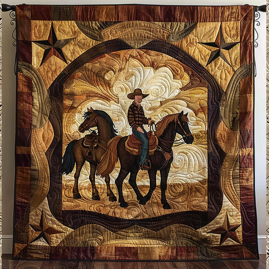 Starlit Stampede Quilted Blanket - Throw (55" x 60")