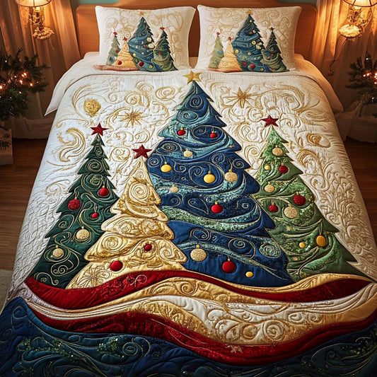 Starlit Holiday Breeze 3-Piece Quilted Bedding Set - Single (59" x 70")