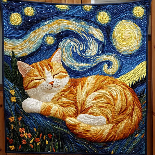 Starry Cat Quilted Blanket - Throw (55" x 60")