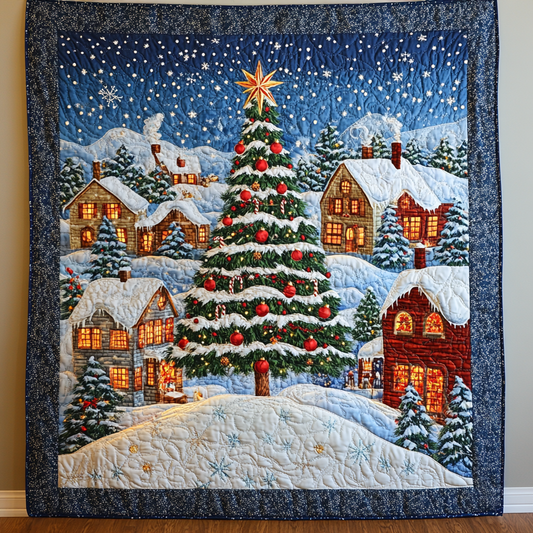 Starry Christmas Eve Quilted Blanket - Throw (55" x 60")