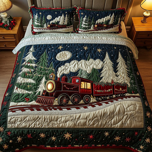 Starry Locomotive 3-Piece Quilted Bedding Set - Single (59" x 70")