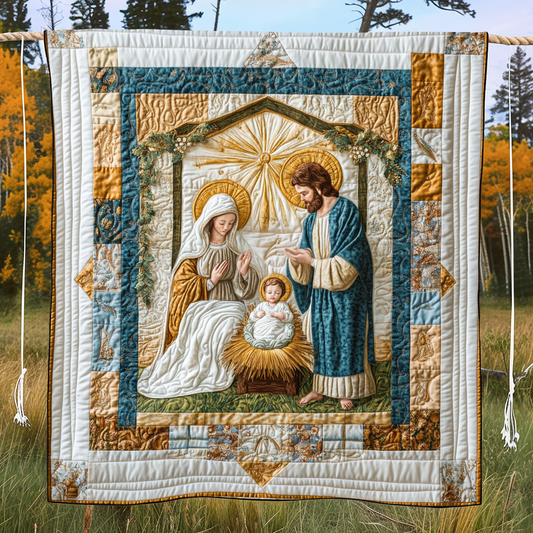 Starry Nativity Quilted Blanket - Throw (55" x 60")