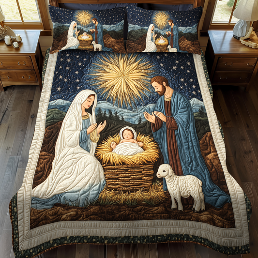 Starry Nativity Wonder 3-Piece Quilted Bedding Set - Single (59" x 70")