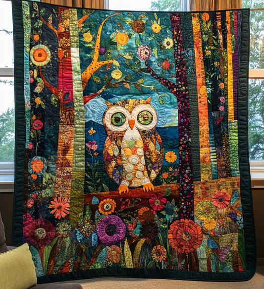 Starry Night Owl Quilted Blanket - Throw (55" x 60")
