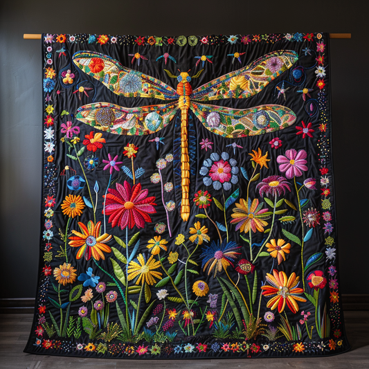 Starry Whimsical Dragonfly Quilted Blanket - Throw (55" x 60")