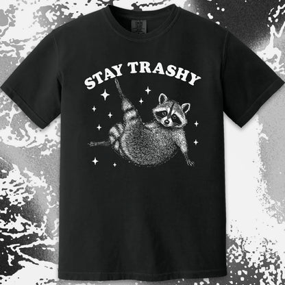Funny Raccoon Stay Trashy Cute Trash Panda Shirt, funny meme tee gift (view 12)