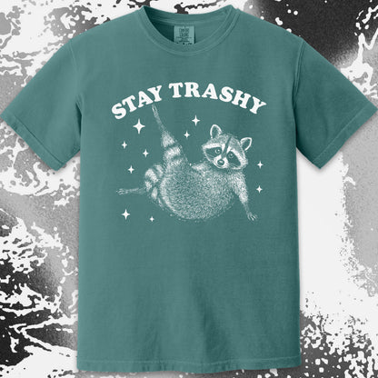 Funny Raccoon Stay Trashy Cute Trash Panda Shirt, funny meme tee gift (view 13)