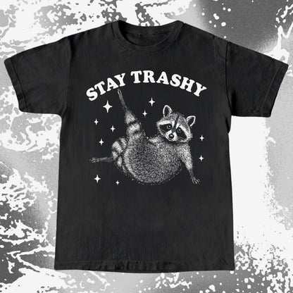 Funny Raccoon Stay Trashy Cute Trash Panda Shirt, funny meme tee gift (view 2)