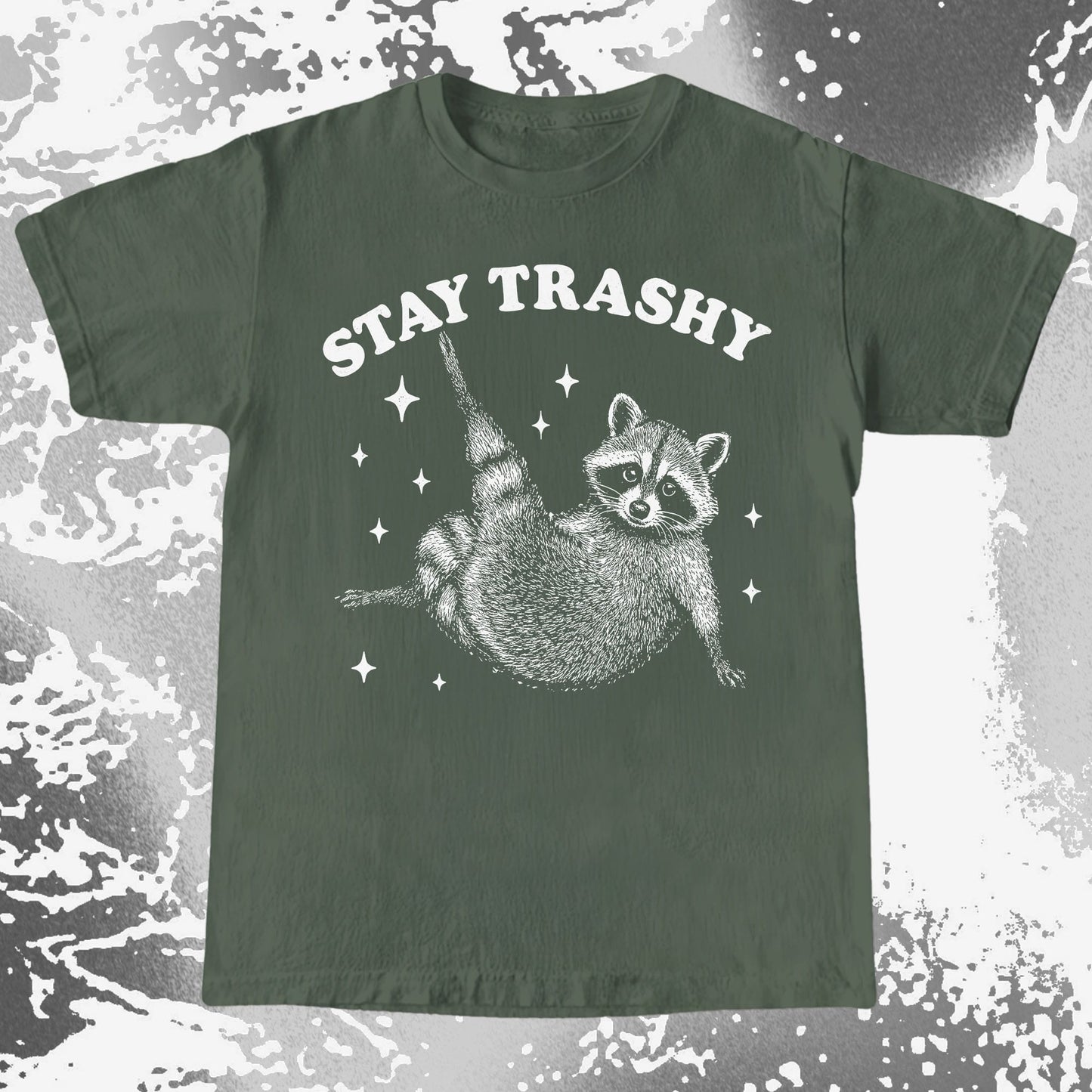 Funny Raccoon Stay Trashy Cute Trash Panda Shirt, funny meme tee gift (view 5)