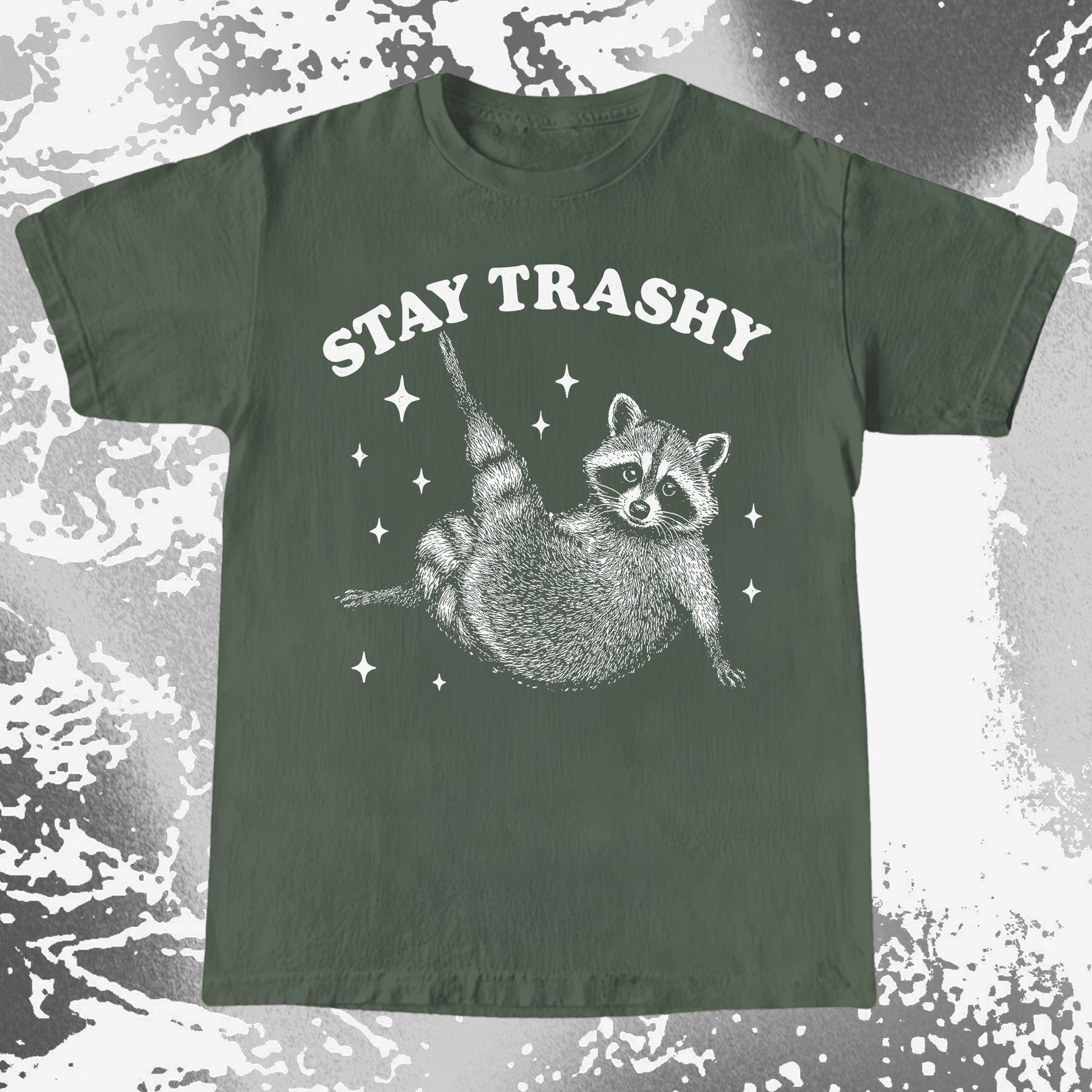 Funny Raccoon Stay Trashy Cute Trash Panda Shirt, funny meme tee gift (view 5)