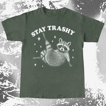 Funny Raccoon Stay Trashy Cute Trash Panda Shirt, funny meme tee gift (view 5)