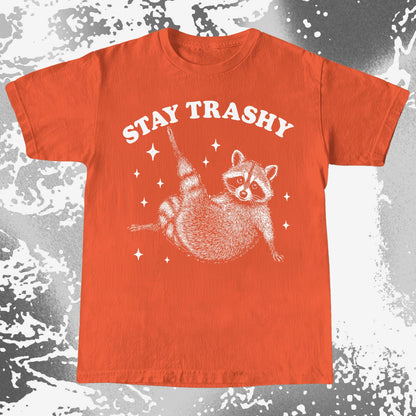 Funny Raccoon Stay Trashy Cute Trash Panda Shirt, funny meme tee gift (view 6)