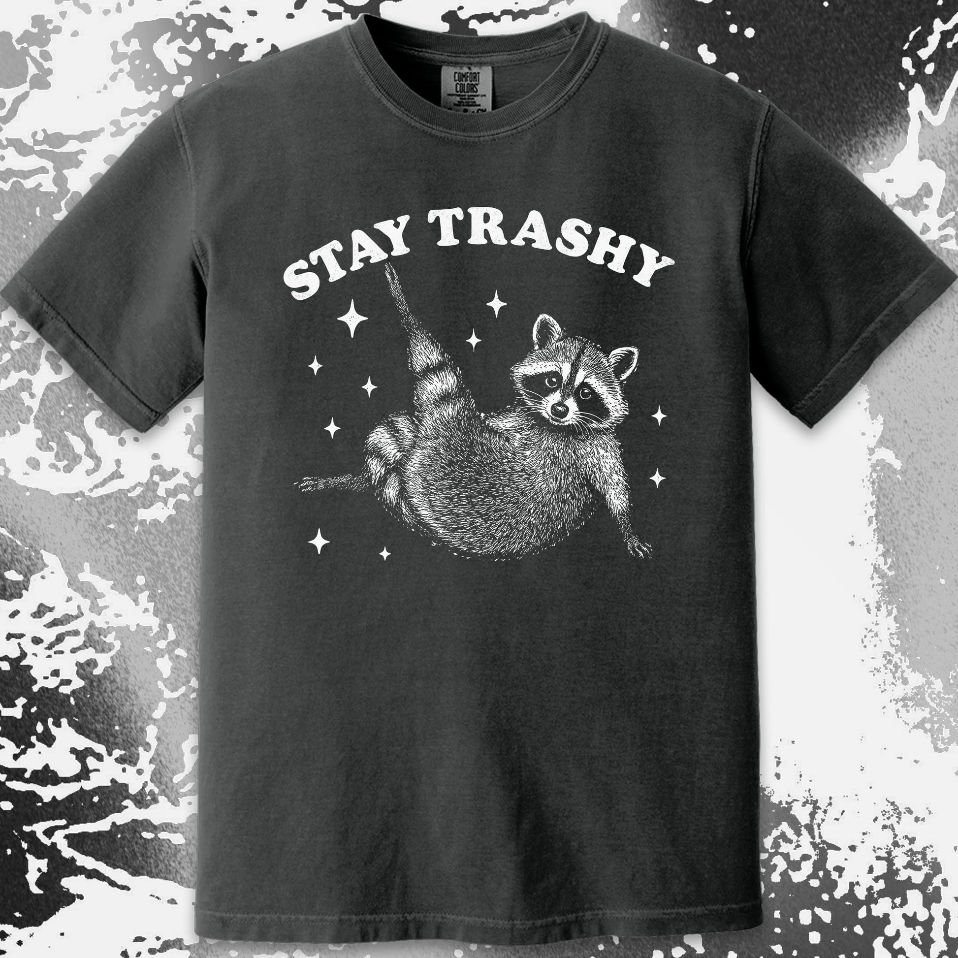 Funny Raccoon Stay Trashy Cute Trash Panda Shirt, funny meme tee gift (view 15)