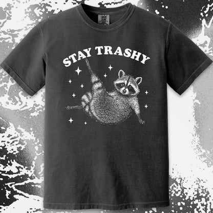 Funny Raccoon Stay Trashy Cute Trash Panda Shirt, funny meme tee gift (view 15)
