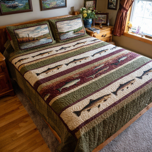Striped Angler Lodge Quilted Blanket - Baby (30" x 40") - Pack 1