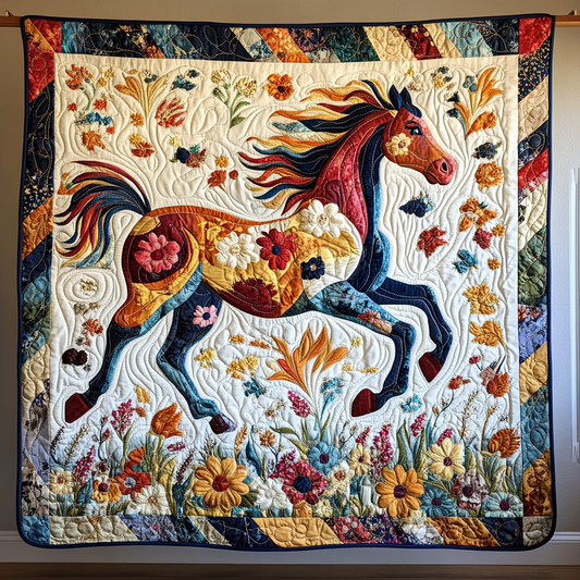Stunning Horse Equestrian Quilted Blanket - Throw (55" x 60")