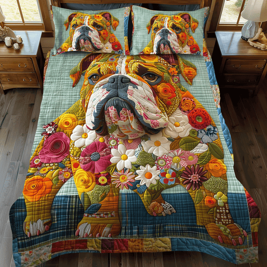 Sturdy Bulldog Strenght Quilted Bedding Set - Single (59" x 70")