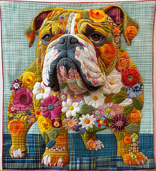 Sturdy Bulldog Strength Quilted Blanket - Throw (55" x 60")