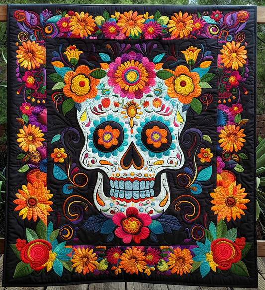 Sugar Skull Serenade Quilted Blanket - Throw (55" x 60")