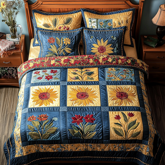 Summer Garden 3-Piece Quilted Bedding Set - Single (59" x 70")